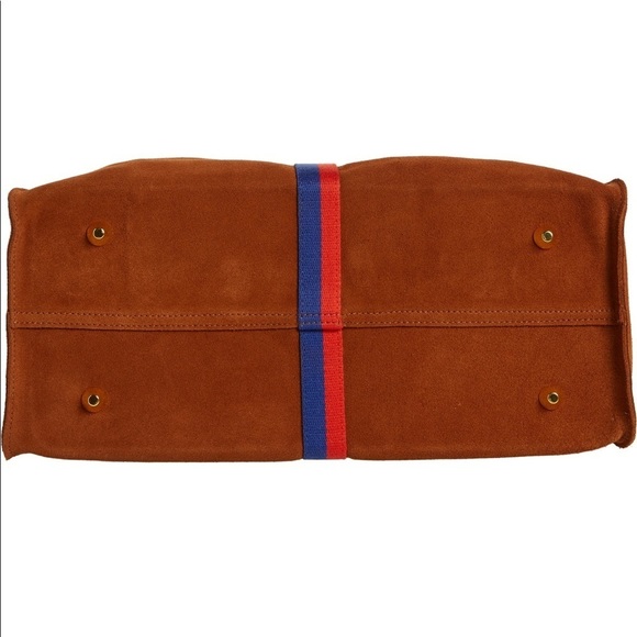 Clare V. Simple Tote Hobo Bag, Crossbody Strap, Chestnut Suede Stripe, NWT - Picture 12 of 16